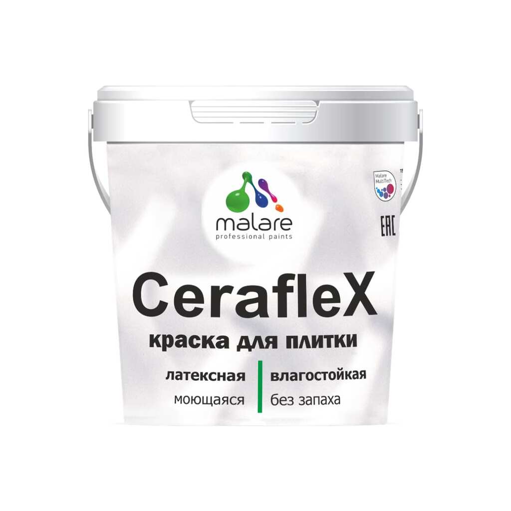 Латексная краска MALARE Ceraflex для кафельной и керамической плитки, багровый агат, 1 кг 2036755006408