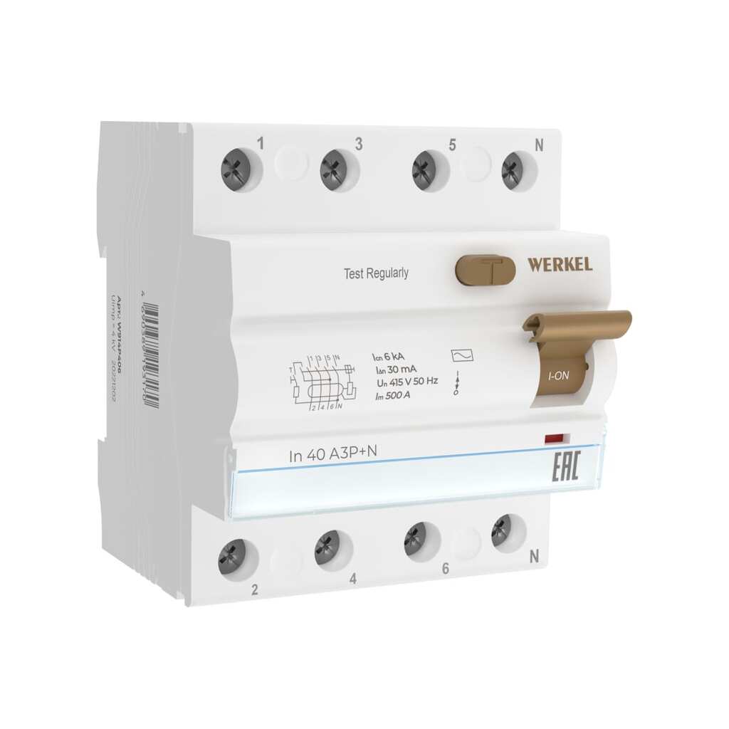 Устройство защитного отключения WERKEL 3p+n 40A 30mA AC 6kA a062565