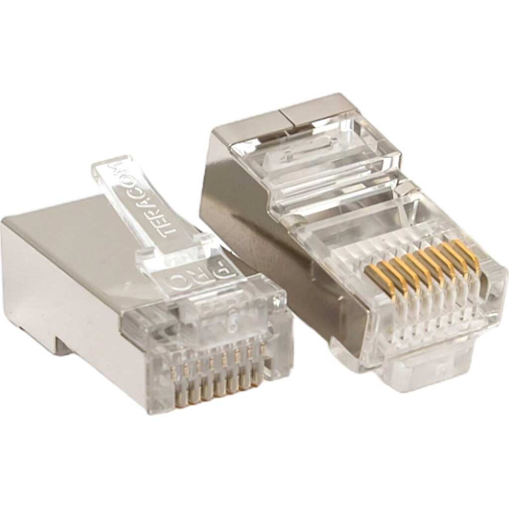 Коннектор RJ-45 EKF TERACOM экранированный, 8P8C, Cat.5E, универсальный, упаковка 20 штук TRC-PLUG-5EFTP-20