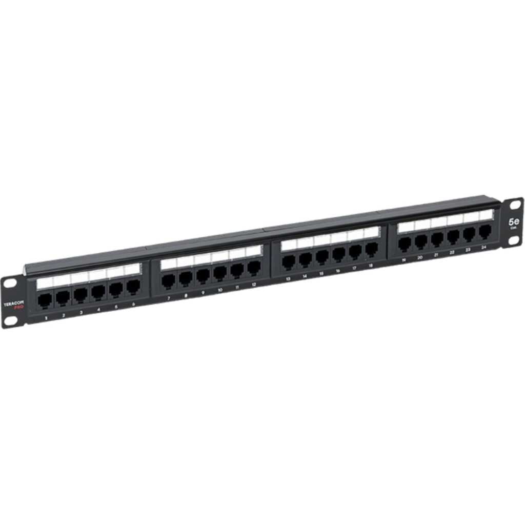 Патч-панель EKF teracom pro 19'' cat.5e 1u неэкранированная utp 24 порта rj-45 dual idc с органайзером TRP-PPNL-5EUTP-C1U24