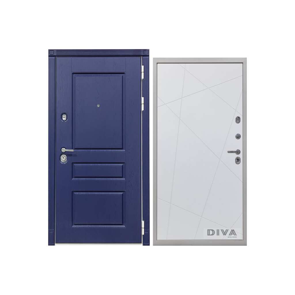 Дверь DIVA 45 2050x860 мм, правая, Роял синий - Д11 Белый Софт УТ-00073632