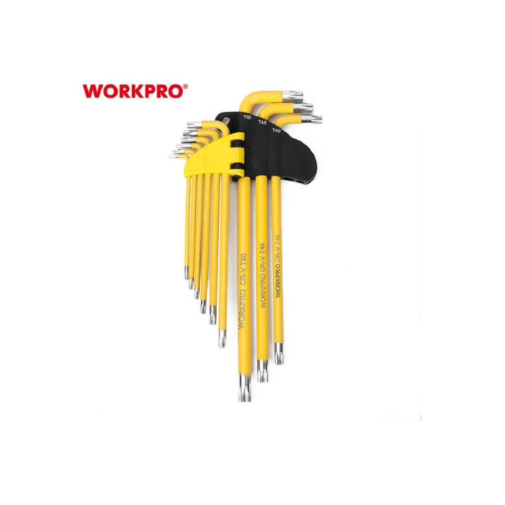 Набор 6-гранных длинных ключей TORX WORKPRO 9 шт. в держателе WP222008