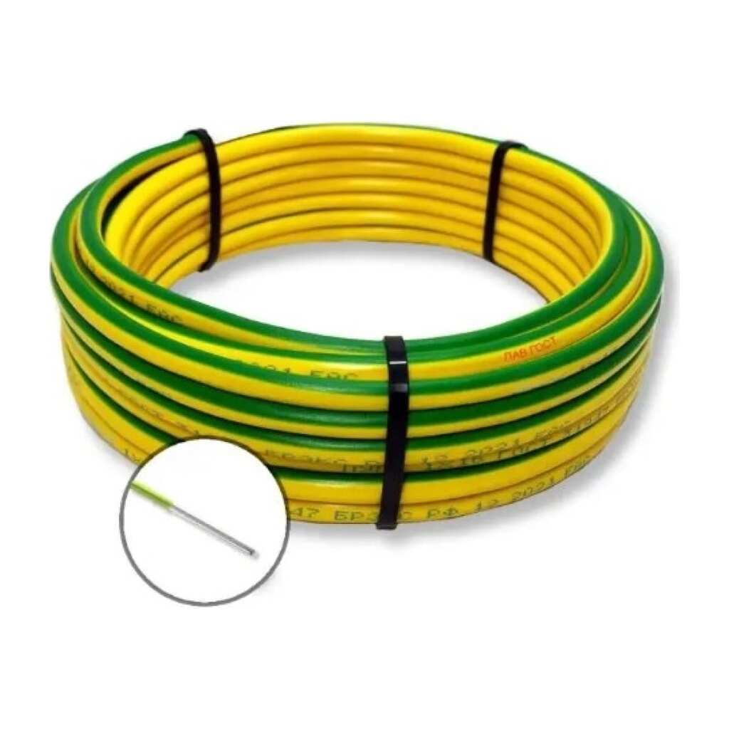 Установочный провод ПРОВОДНИК пав 1x10 мм2 зелено-желтый, 5м OZ251779L5