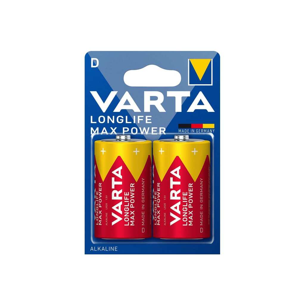 Батарейка Varta LONGLIFE MAX POWER (MAX TECH) LR20 D BL2 Alkaline 1.5V (2/20/100) 04720101402