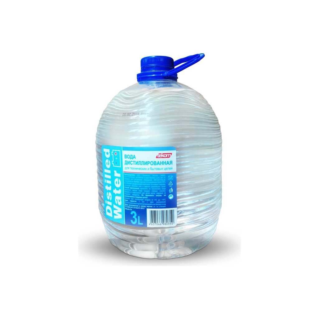 Вода дистиллированная Distilled water 3 л ПЭТ канистра tekom 4607066980350