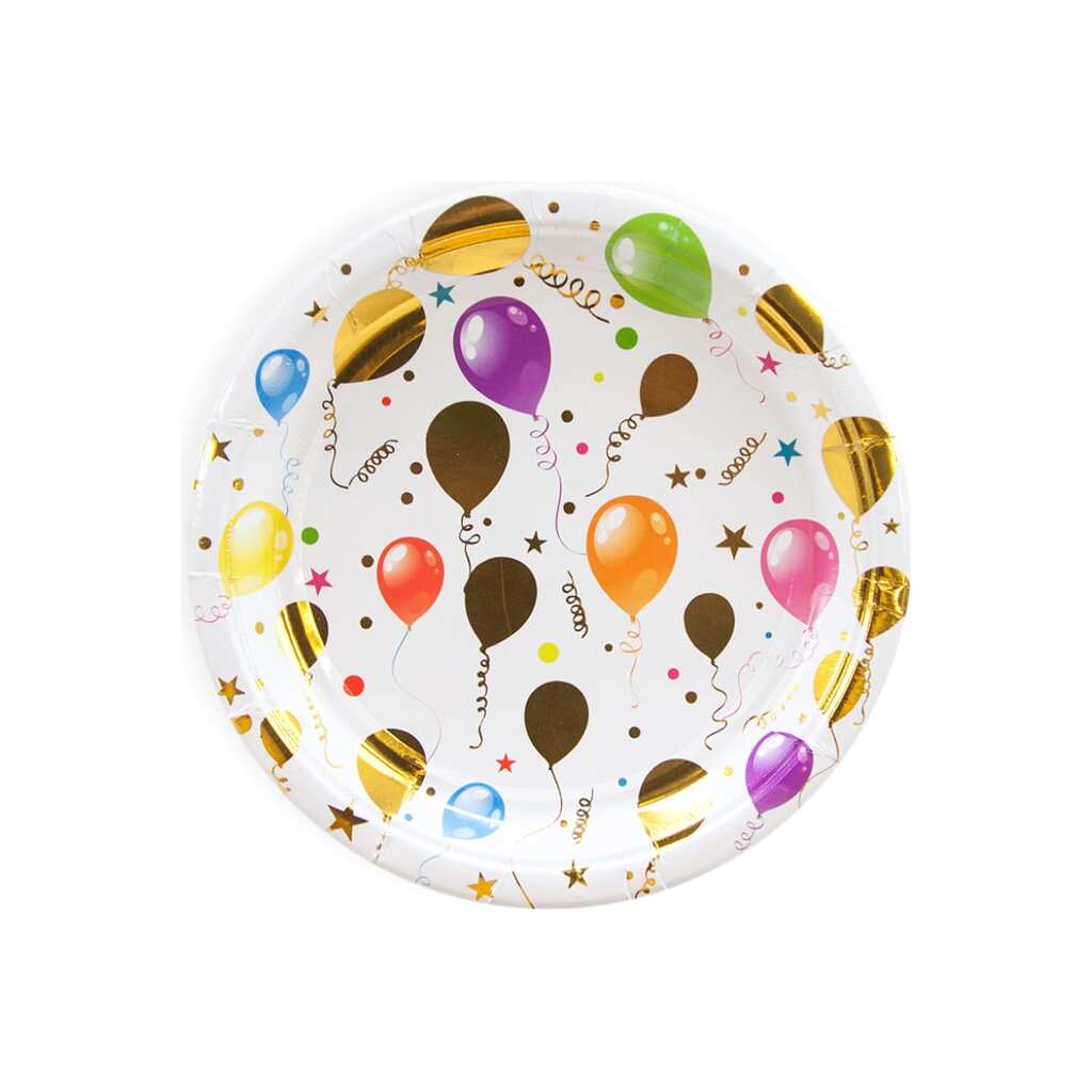 Тарелки Волна веселья Воздушные шарики 7''/18 см, Разноцветный, Металлик, 6 шт 6231427