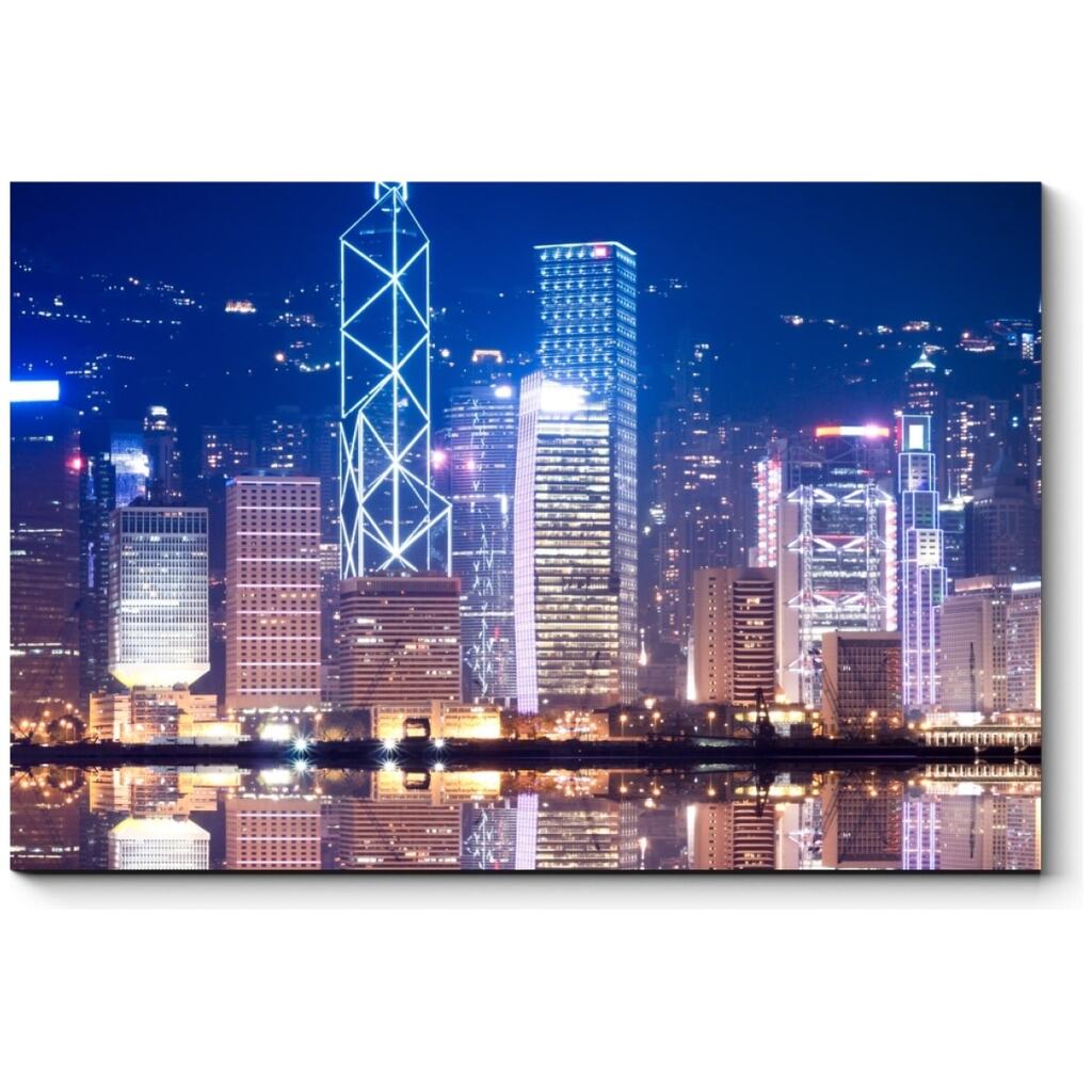 Картина Picsis Ночной Гонконг в отражении водах бухты 660x430x40 мм 4350-10192926