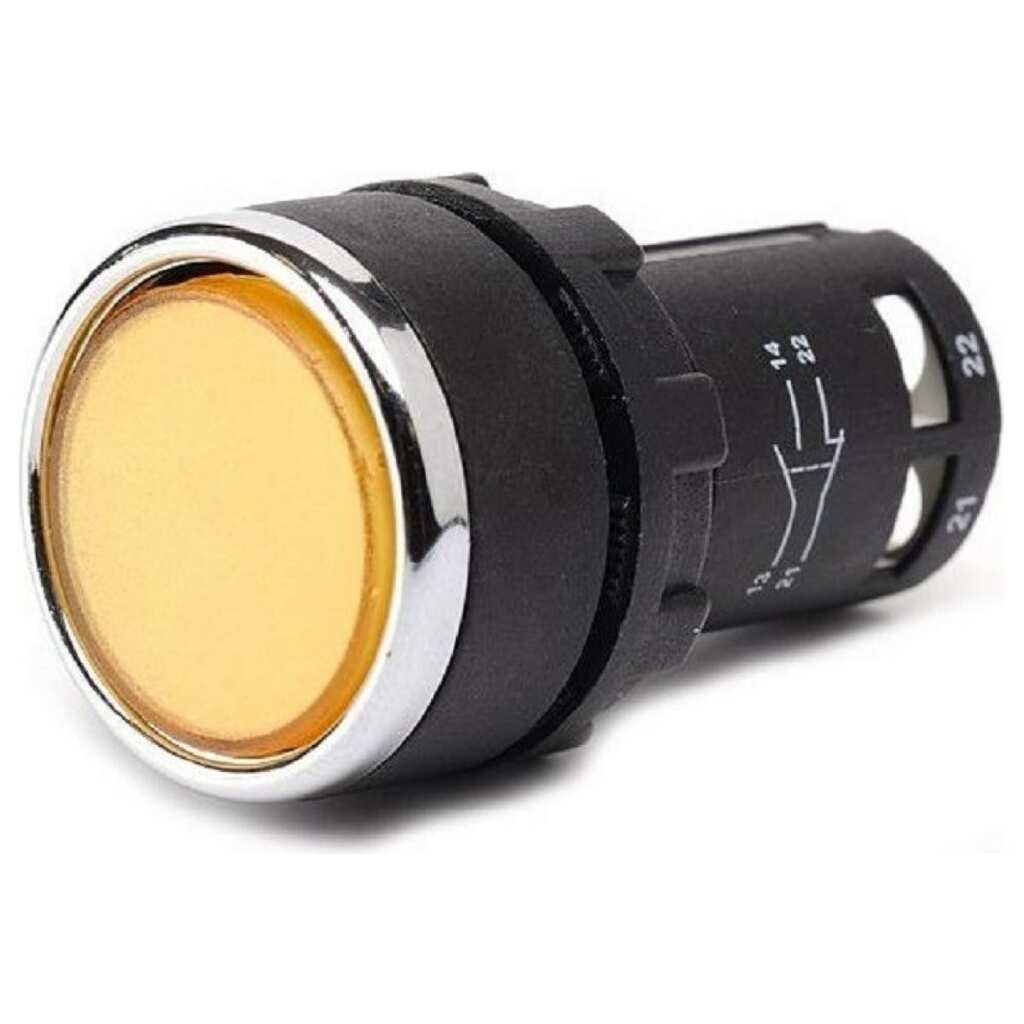 Нажимная кнопка Emas моноблочная, жёлтая 22 мм, IP 40, 1НЗ, MB200DS