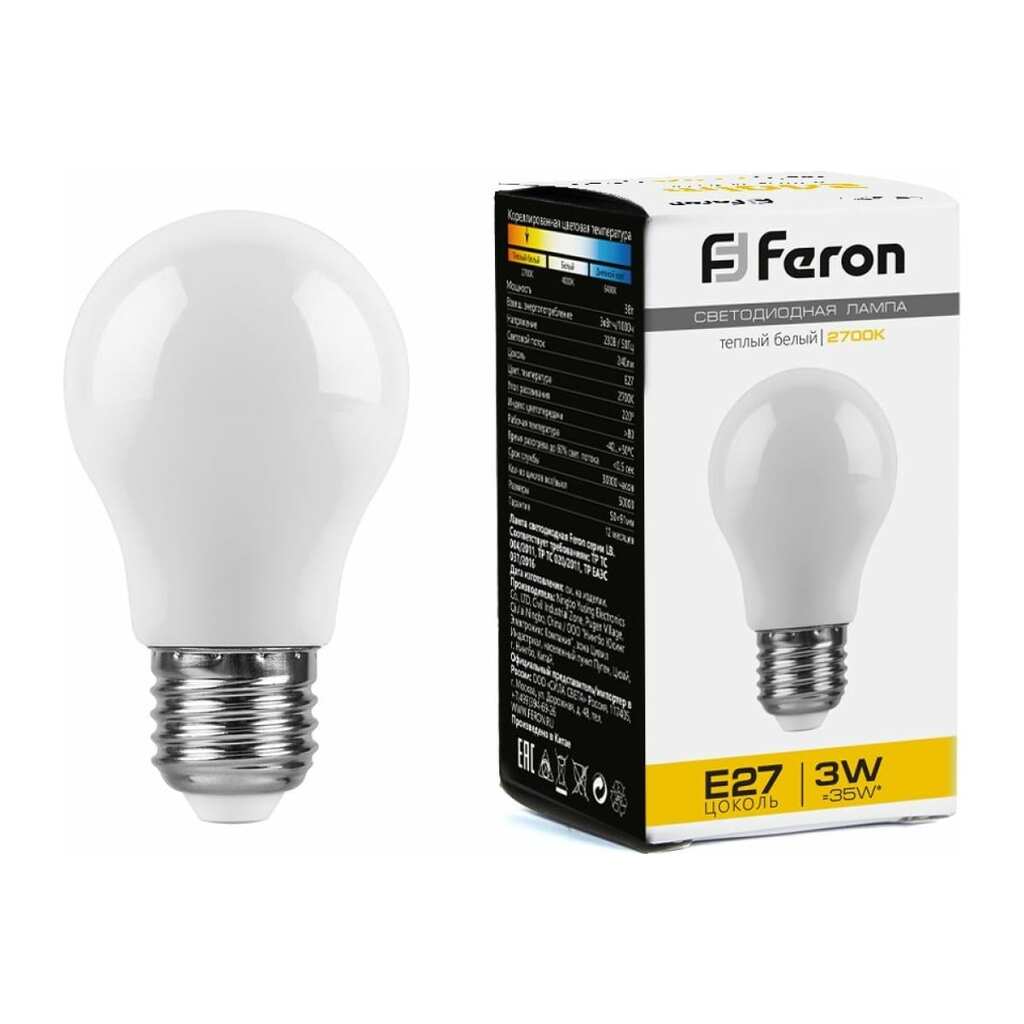 Светодиодная лампа FERON LB-375 E27 3W 2700K, 38266