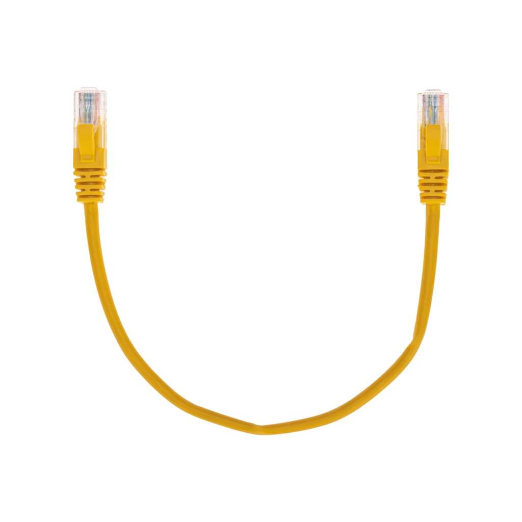 Патч-корд REXANT u/utp, cat 5e, rj45-rj45, 26awg, lszh, желтый, 0,3м 02-0105-03