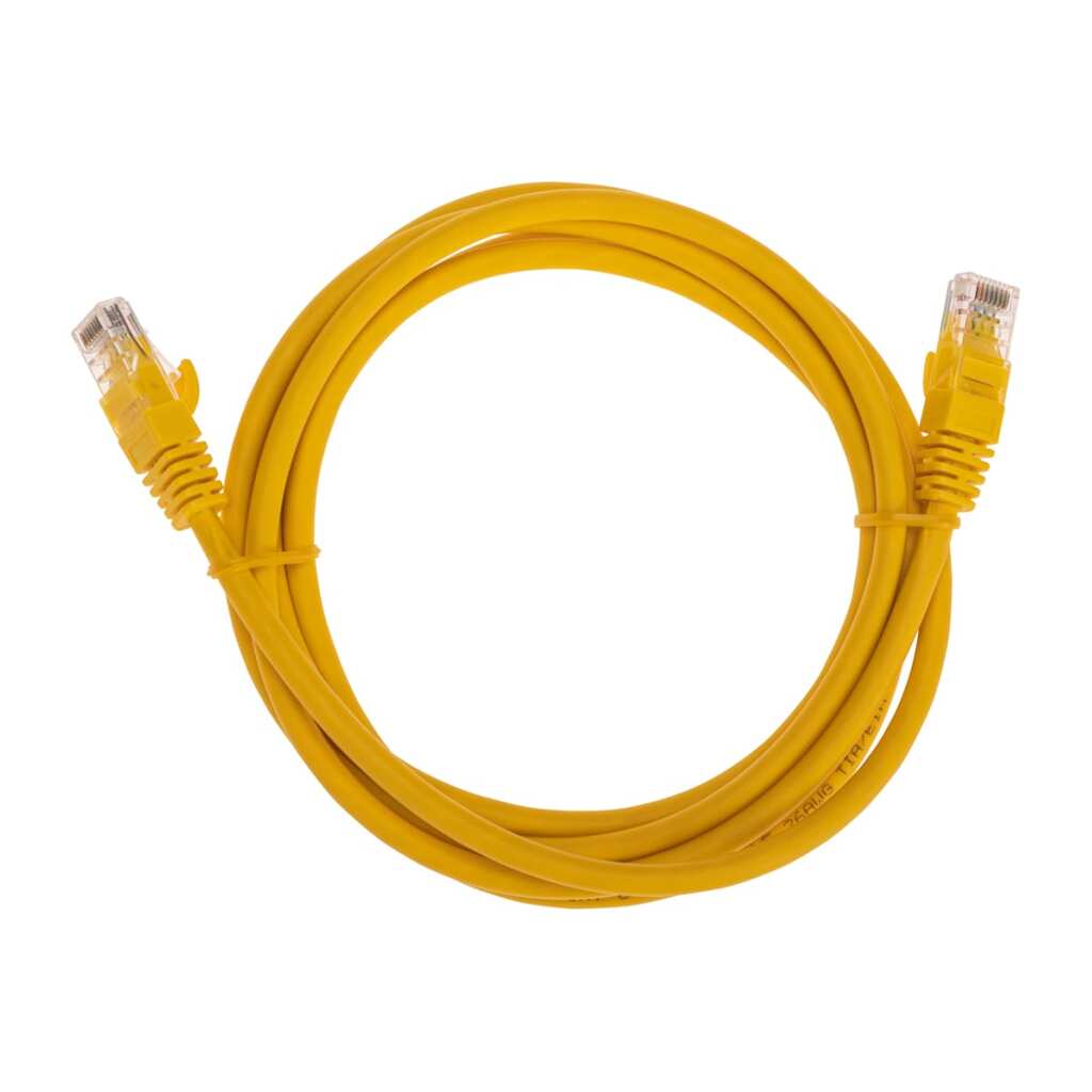 Патч-корд REXANT u/utp cat 6, rj45-rj45, 26awg, lszh, желтый, 2м 02-0295-2