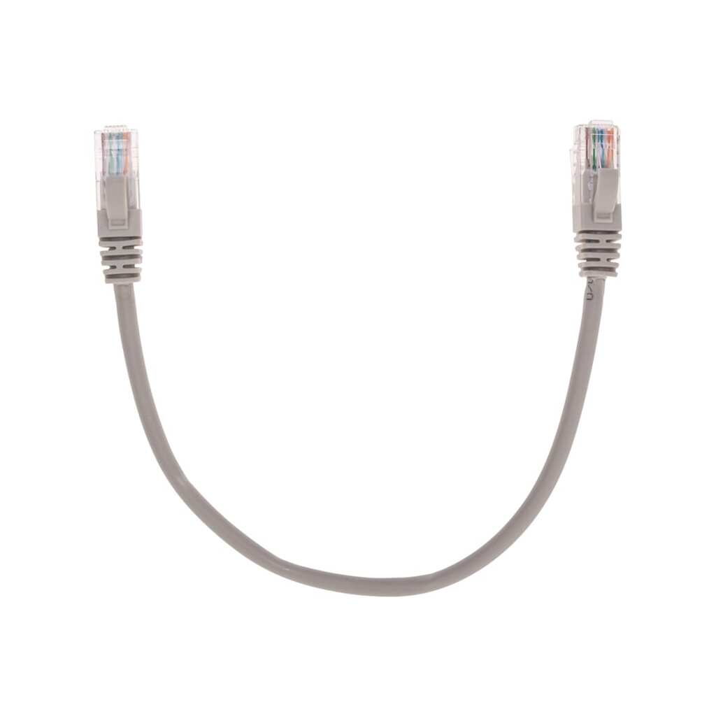 Патч-корд REXANT u/utp, cat 5e, rj45-rj45, 26awg, lszh, серый, 0,3м 02-0100-03