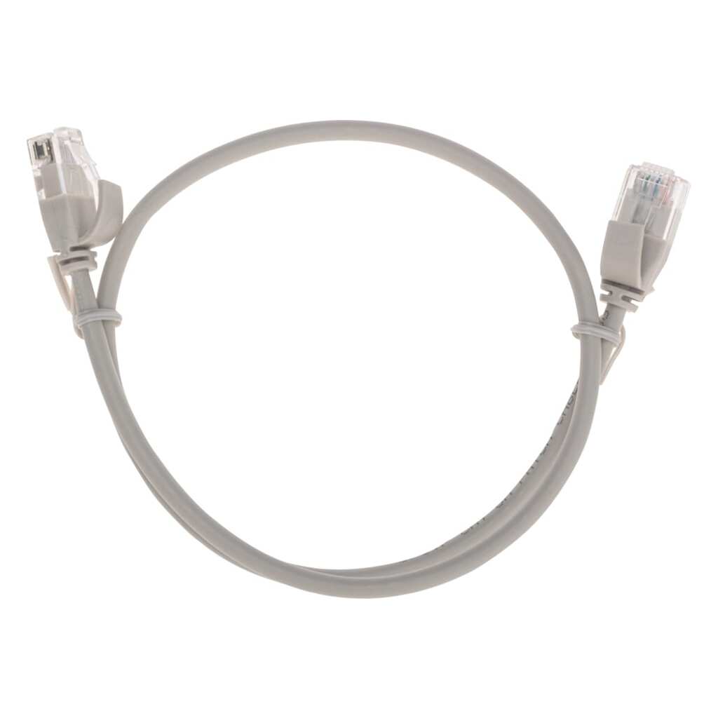 Патч-корд REXANT u/utp cat 6a (10g), rj45-rj45, 28awg, lszh, серый, 0.5м 02-0380-05