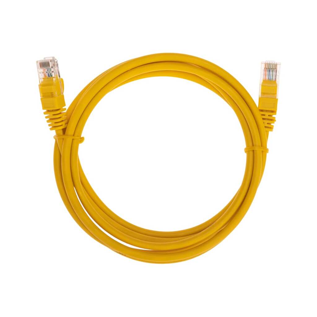 Патч-корд REXANT u/utp, cat 5e, rj45-rj45, 26awg, lszh, желтый, 2м 02-0105-2