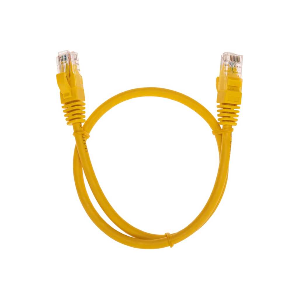 Патч-корд REXANT u/utp cat 6, rj45-rj45, 26awg, lszh, желтый, 0.5м 02-0295-05