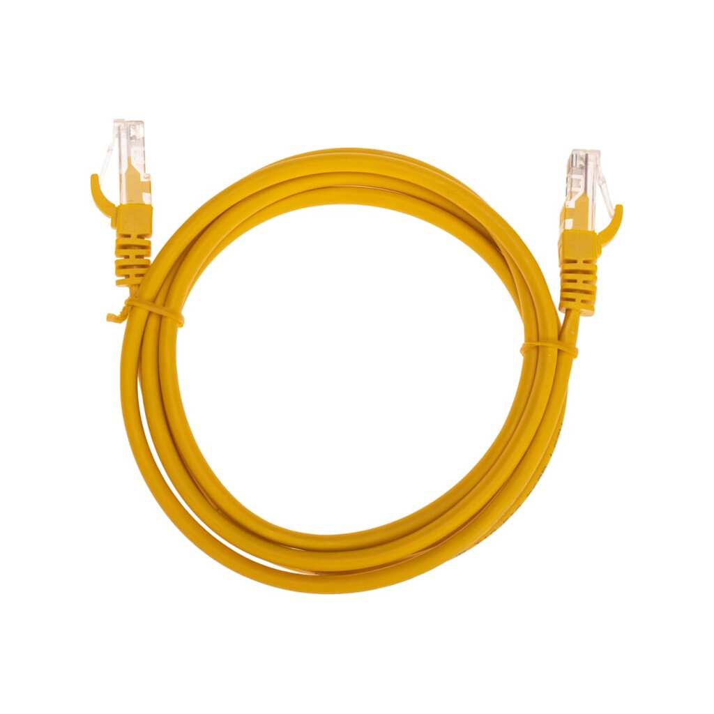 Патч-корд REXANT u/utp, cat 5e, rj45-rj45, 26awg, lszh, желтый, 1,5м 02-0105-105