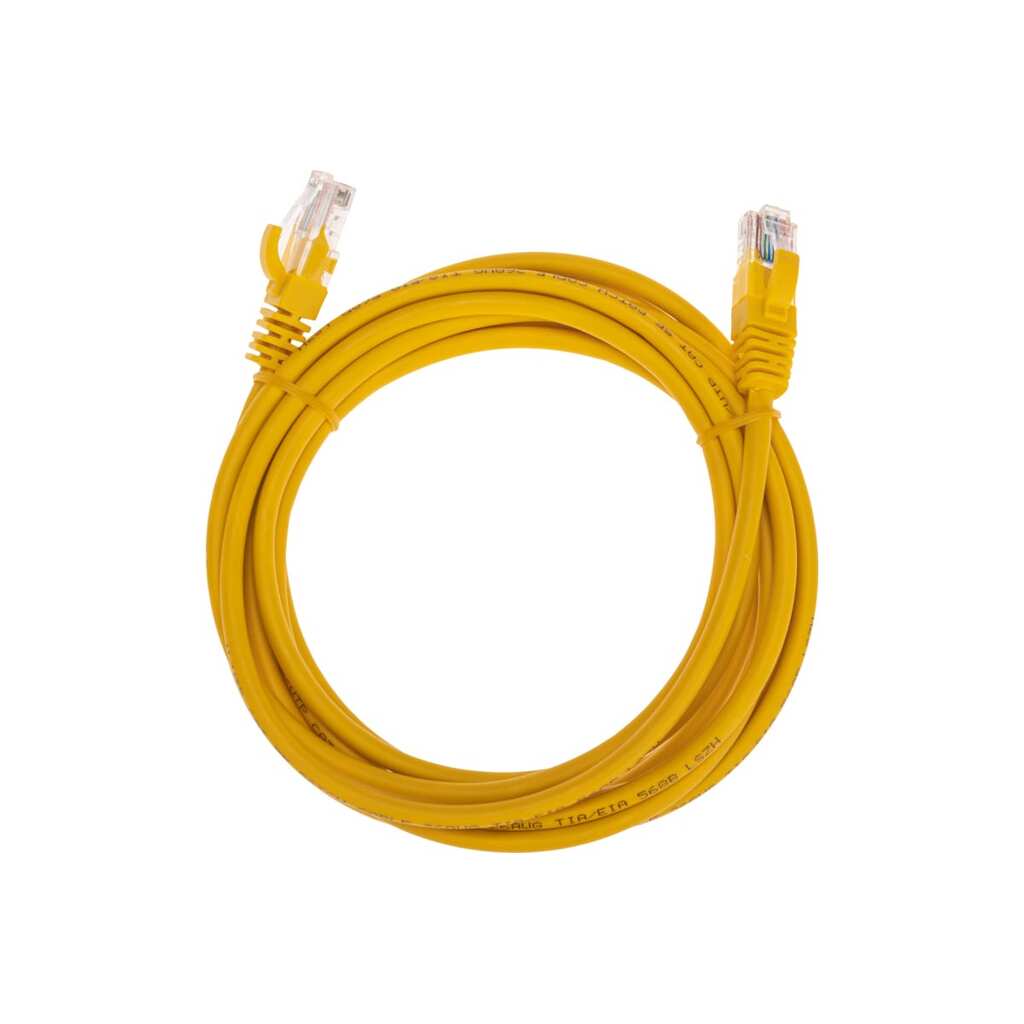 Патч-корд REXANT u/utp, cat 5e, rj45-rj45, 26awg, lszh, желтый, 3м 02-0105-3