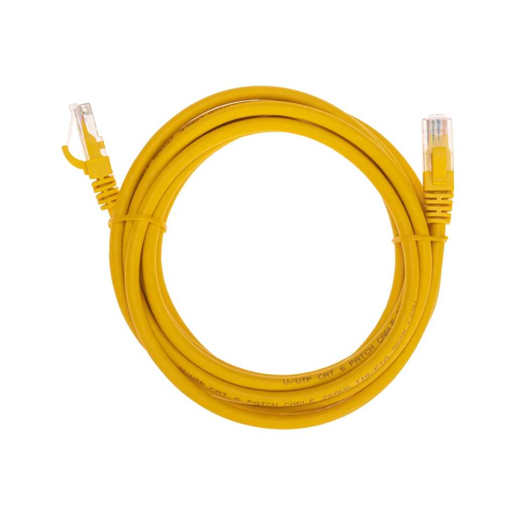 Патч-корд REXANT u/utp cat 6, rj45-rj45, 26awg, lszh, желтый, 3м 02-0295-3