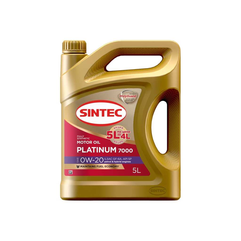 Моторное масло Sintec Platinum 7000 0w-20 gf-6a sp 5л акция 5л по цене 4л 600282