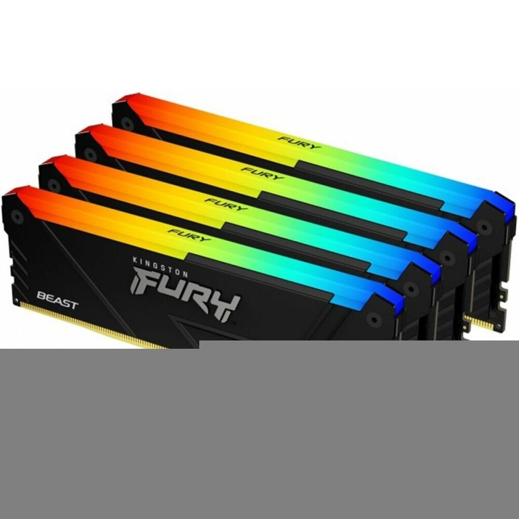 Память DIMM DDR4 64Gb (4х16Gb) PC25600 3200MHz CL16 1.2В Kingston FURY Beast Black RGB (KF432C16BB12AK4/64)