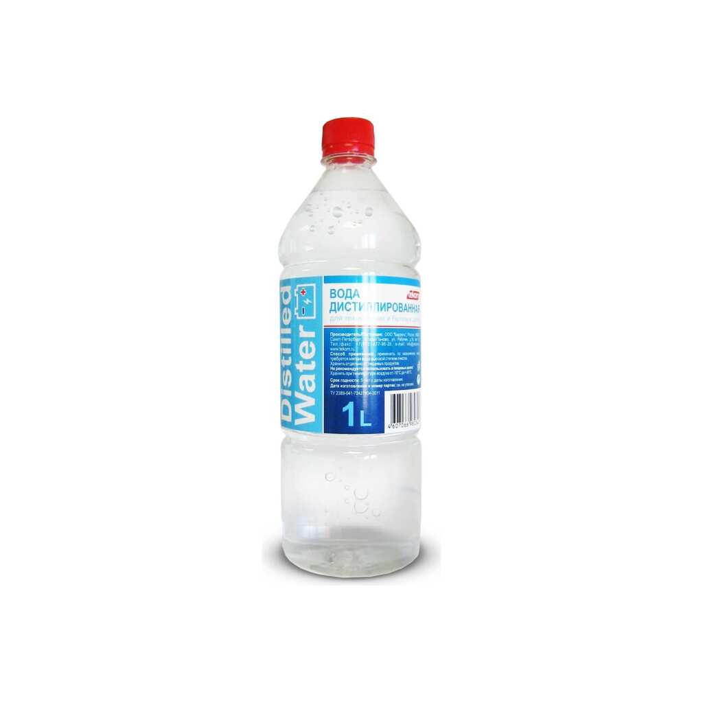 Вода дистиллированная Distilled water 1 л ПЭТ бутылка tekom 4607066980343