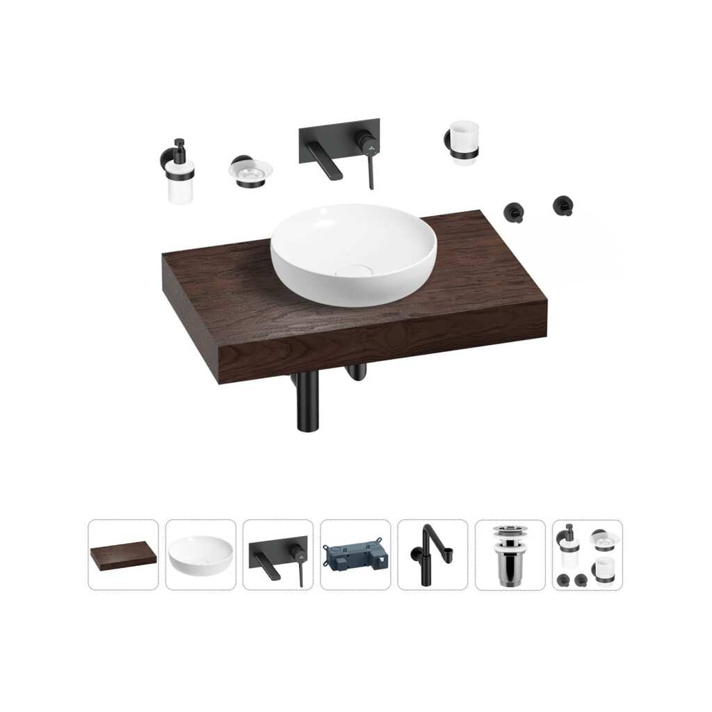 Комплект мебели для ванной комнаты Wellsee Genuine Tree с раковиной 201016187