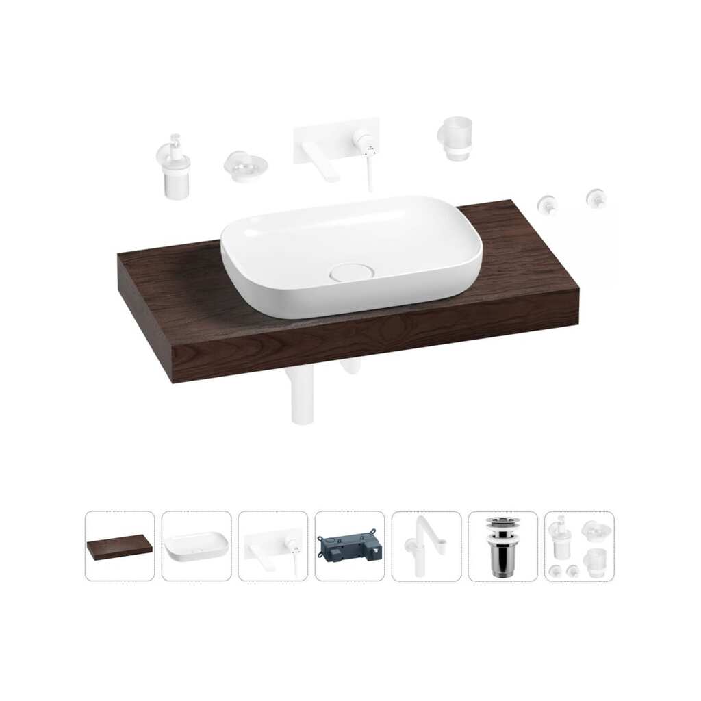 Комплект мебели для ванной комнаты с раковиной Wellsee Genuine Tree 201014210