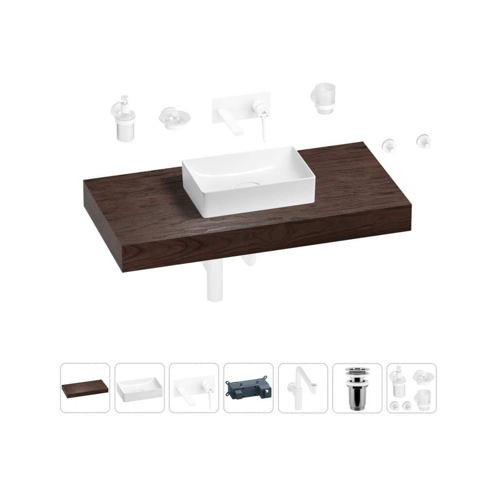 Комплект мебели для ванной комнаты Wellsee Genuine Tree с раковиной 201016980