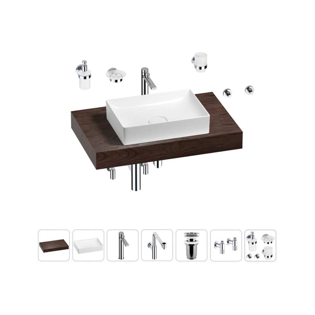 Комплект мебели для ванной комнаты Wellsee Genuine Tree с раковиной 201017256
