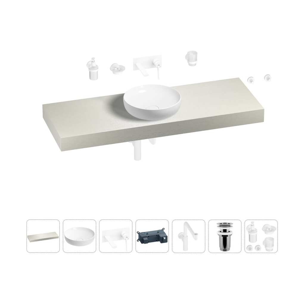 Комплект мебели для ванной комнаты Wellsee Genuine Tree с раковиной 201016490
