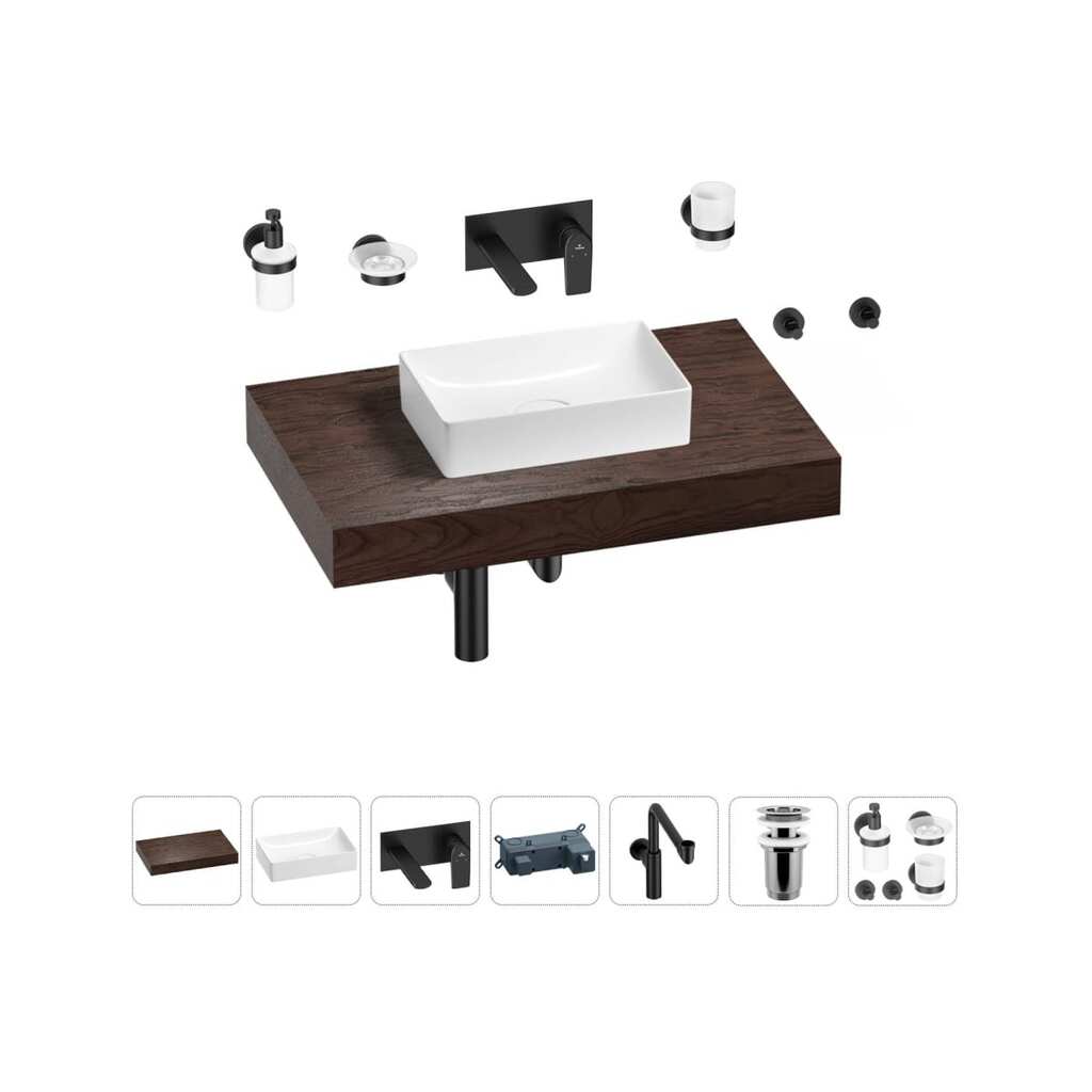 Комплект мебели для ванной комнаты Wellsee Genuine Tree с раковиной 201016882