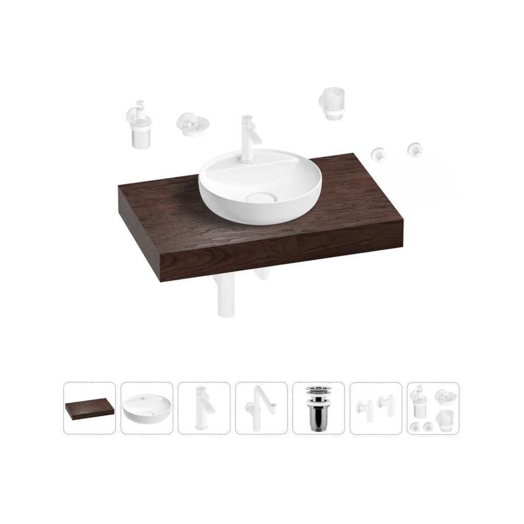 Комплект мебели для ванной комнаты Wellsee Genuine Tree с раковиной 201016630