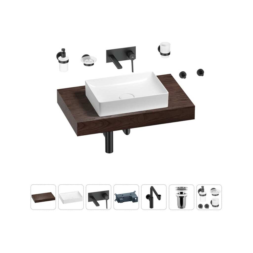 Комплект мебели для ванной комнаты Wellsee Genuine Tree с раковиной 201017267