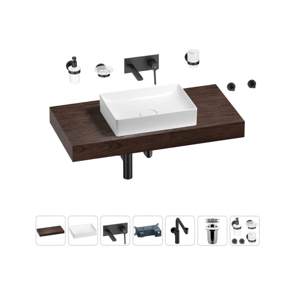 Комплект мебели для ванной комнаты Wellsee Genuine Tree с раковиной 201017387