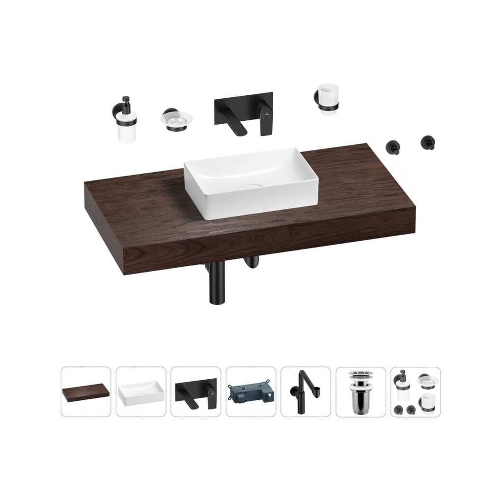 Комплект мебели для ванной комнаты Wellsee Genuine Tree с раковиной 201016972