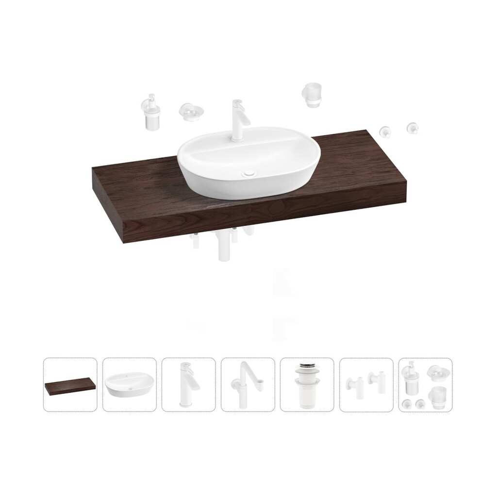 Комплект мебели для ванной комнаты с раковиной Wellsee Genuine Tree 201013930