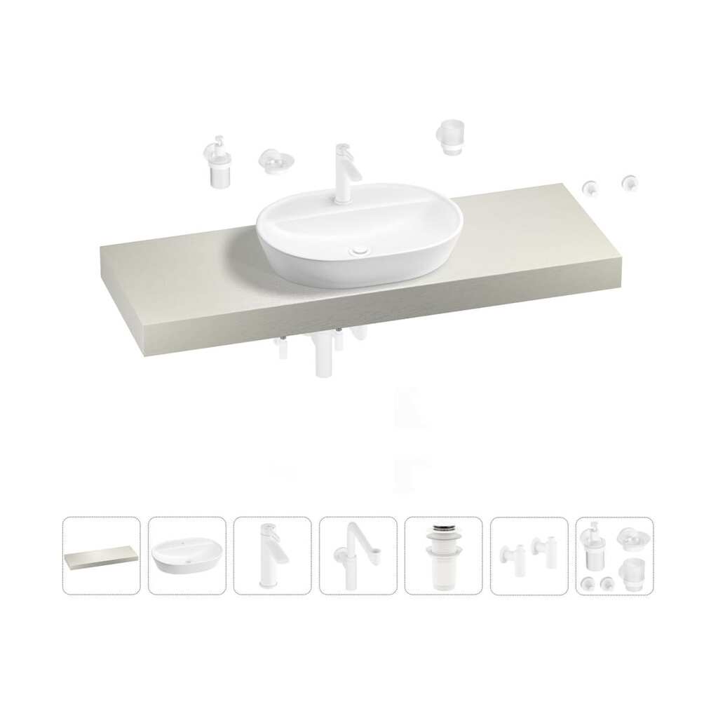 Комплект мебели для ванной комнаты с раковиной Wellsee Genuine Tree 201013960