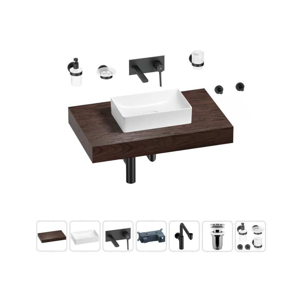Комплект мебели для ванной комнаты Wellsee Genuine Tree с раковиной 201016887