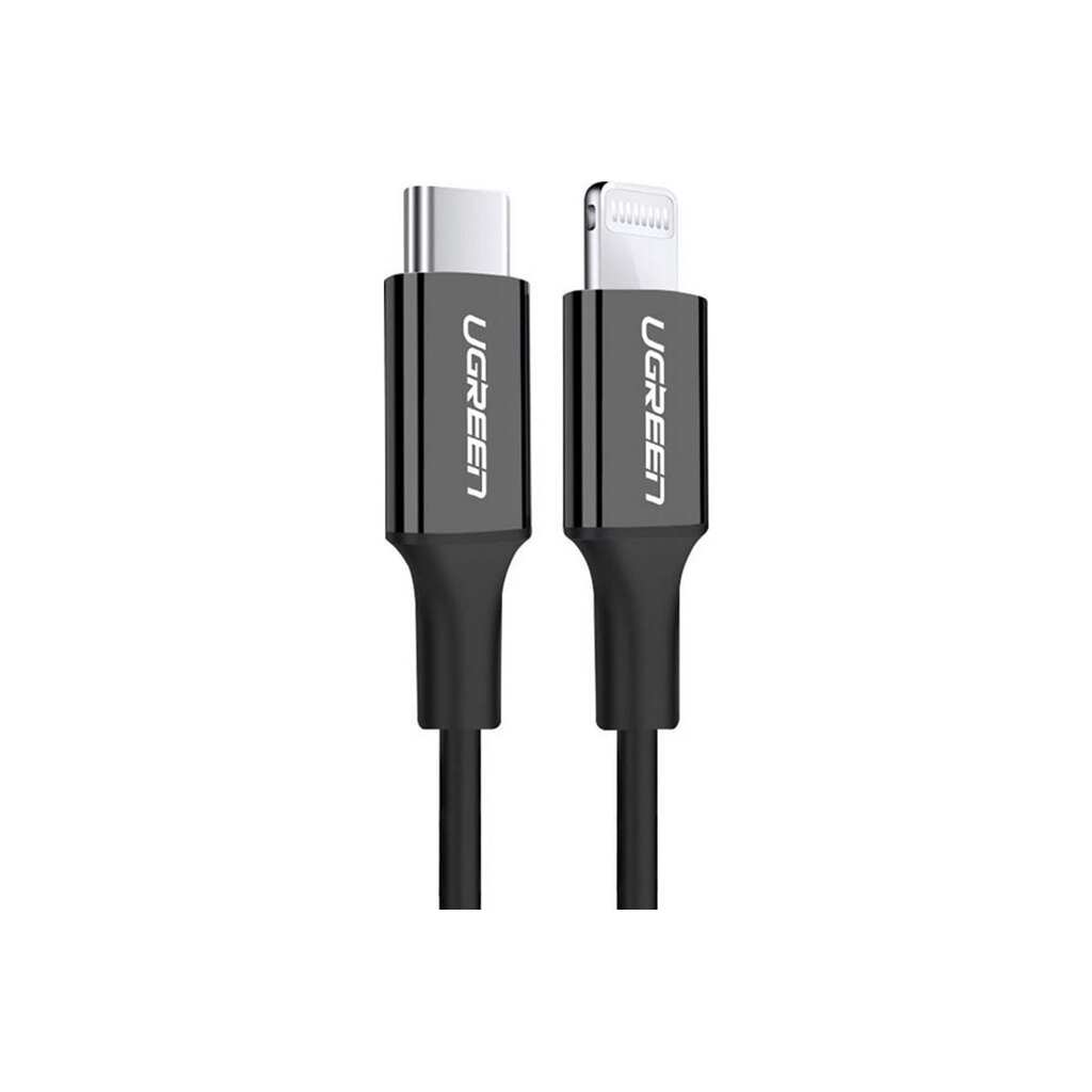 Кабель Ugreen USB C - Lightning, резиновое покрытие, цвет черный, 2 м 60752