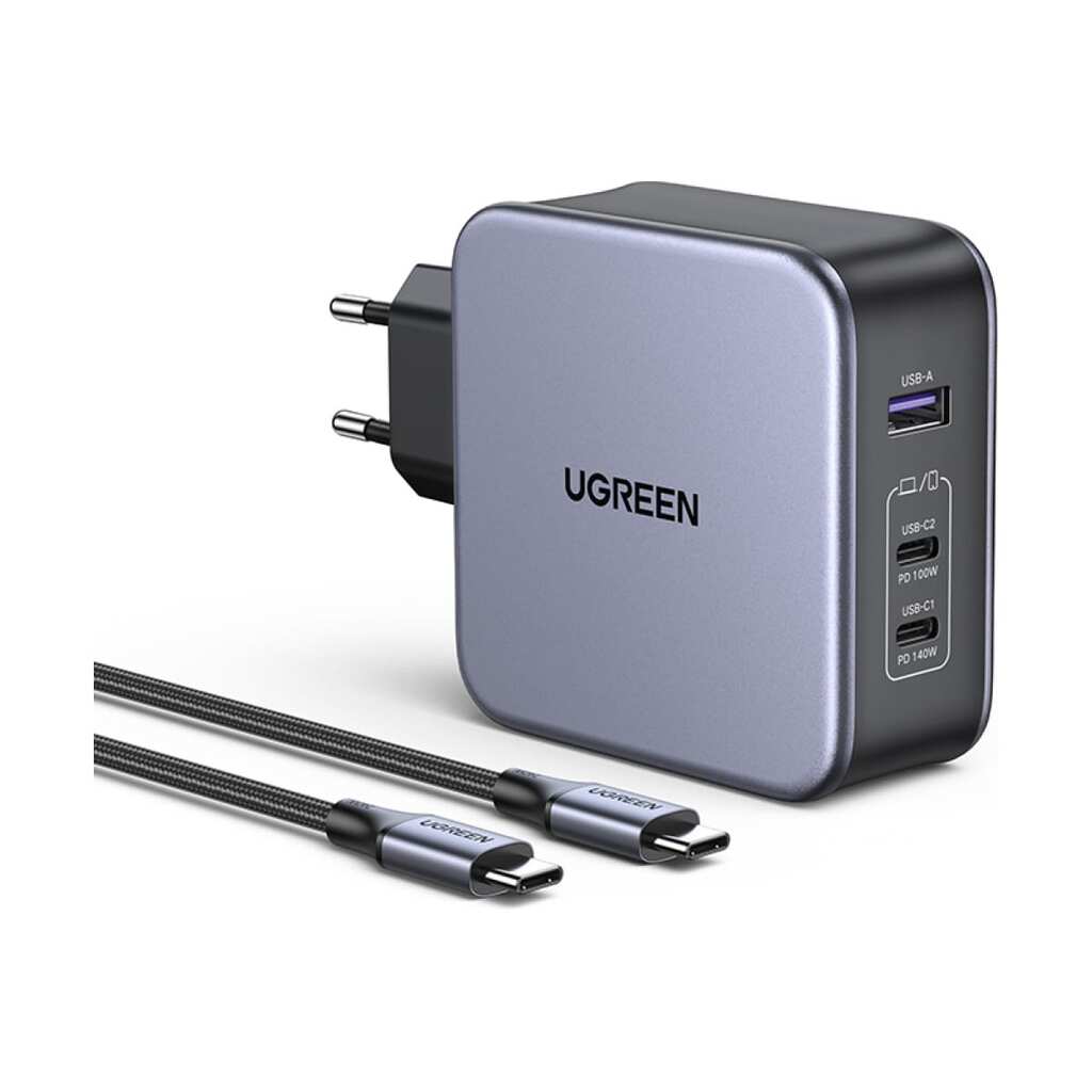 Сетевое зарядное устройство Ugreen NEXODE USB A + 2 USB C 140W GAN + кабель USB-C 2м 90549