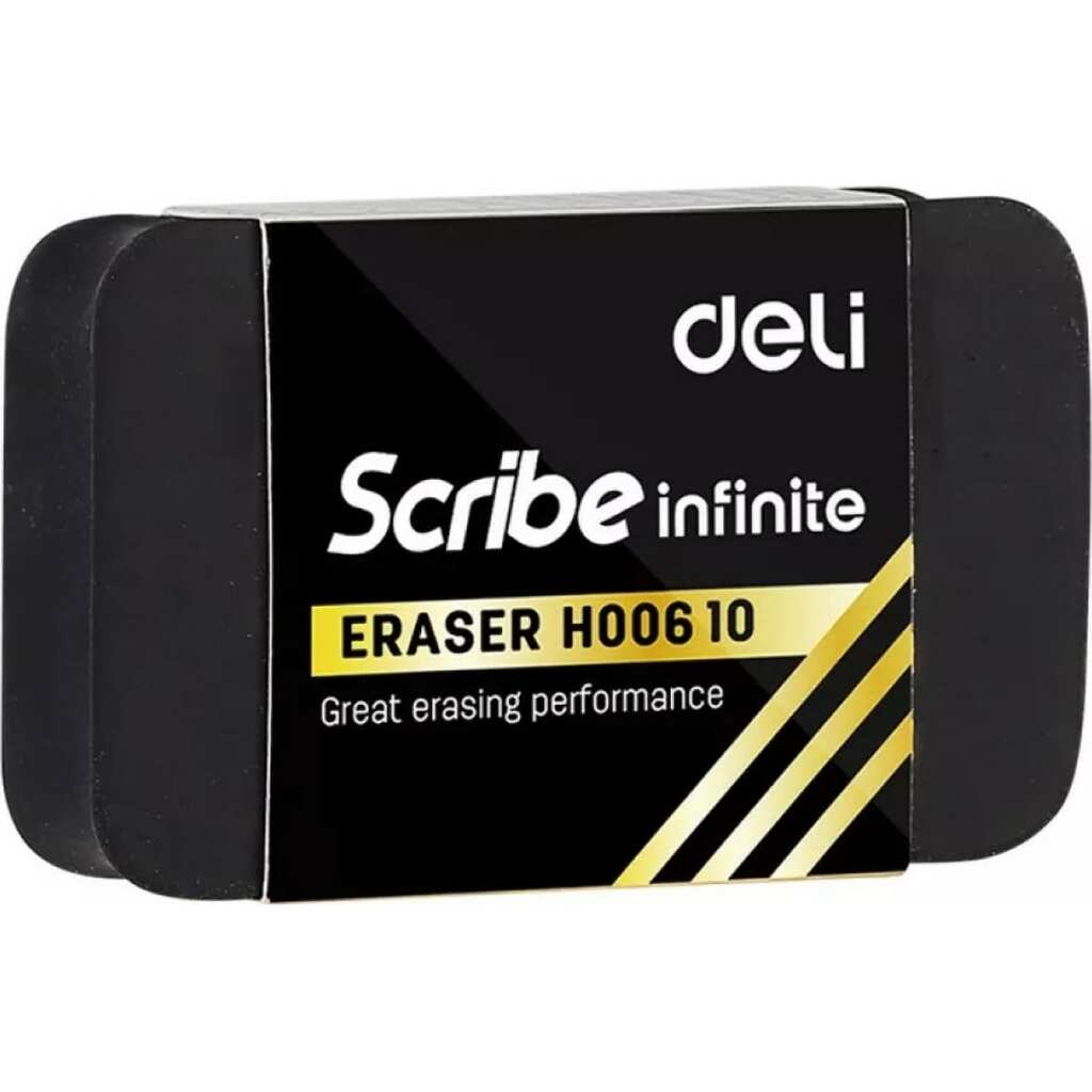 Ластик DELI Scribe Infinite EH00610 30x11x46 мм черный индивидуальная картонная упаковка, 30 шт 458420