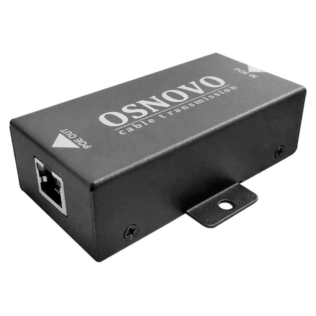 PoE удлинитель OSNOVO E-PoE/1 10M/100M Fast Ethernet до 500м (до 22W). Увеличение расстояния передачи данных + питание на 100м. sct0668