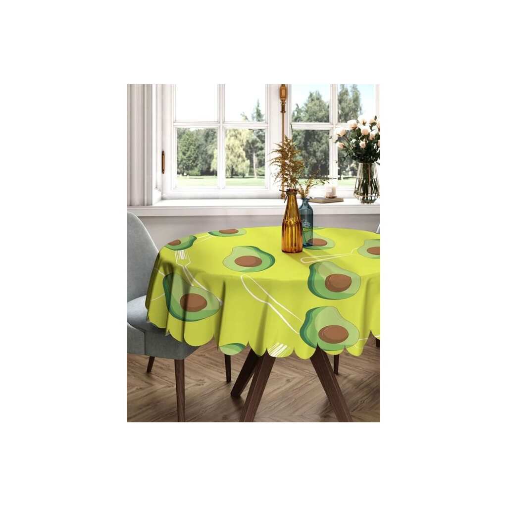 Скатерть круглая тканевая JOYARTY на стол с рисунком Авокадо вечеринка 150х150 см rtcf01_199349_150x150