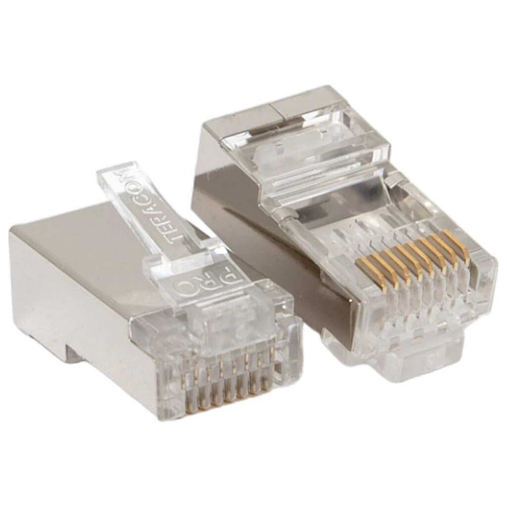 Коннектор RJ-45 EKF TERACOM PRO экранированный, 8P8C, 30мкд, Cat.6, упаковка 20 штук TRP-PLUG-6FTP-20