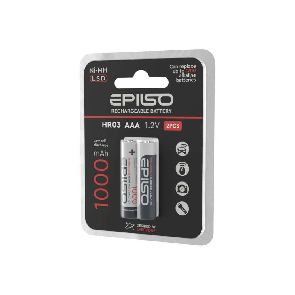 Аккумулятор Epilso никель-металл-гидридный (nimh), hr03/aaa, 1000mah, 2bc, 1.2v lcd EPB-HR03-1.0-LSD