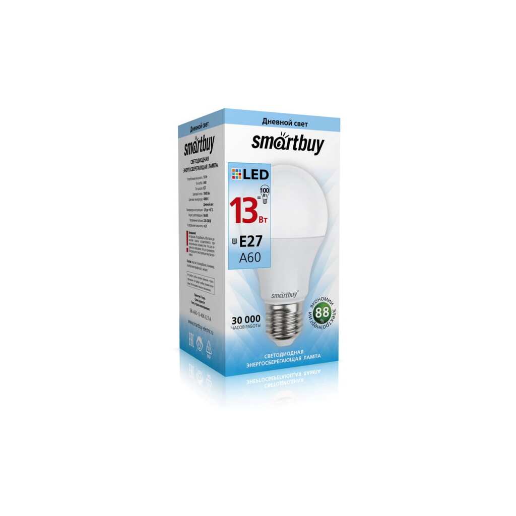 Лампа Smartbuy LED A60-13W/4000/E27 SBL-A60-13-40K-E27-A