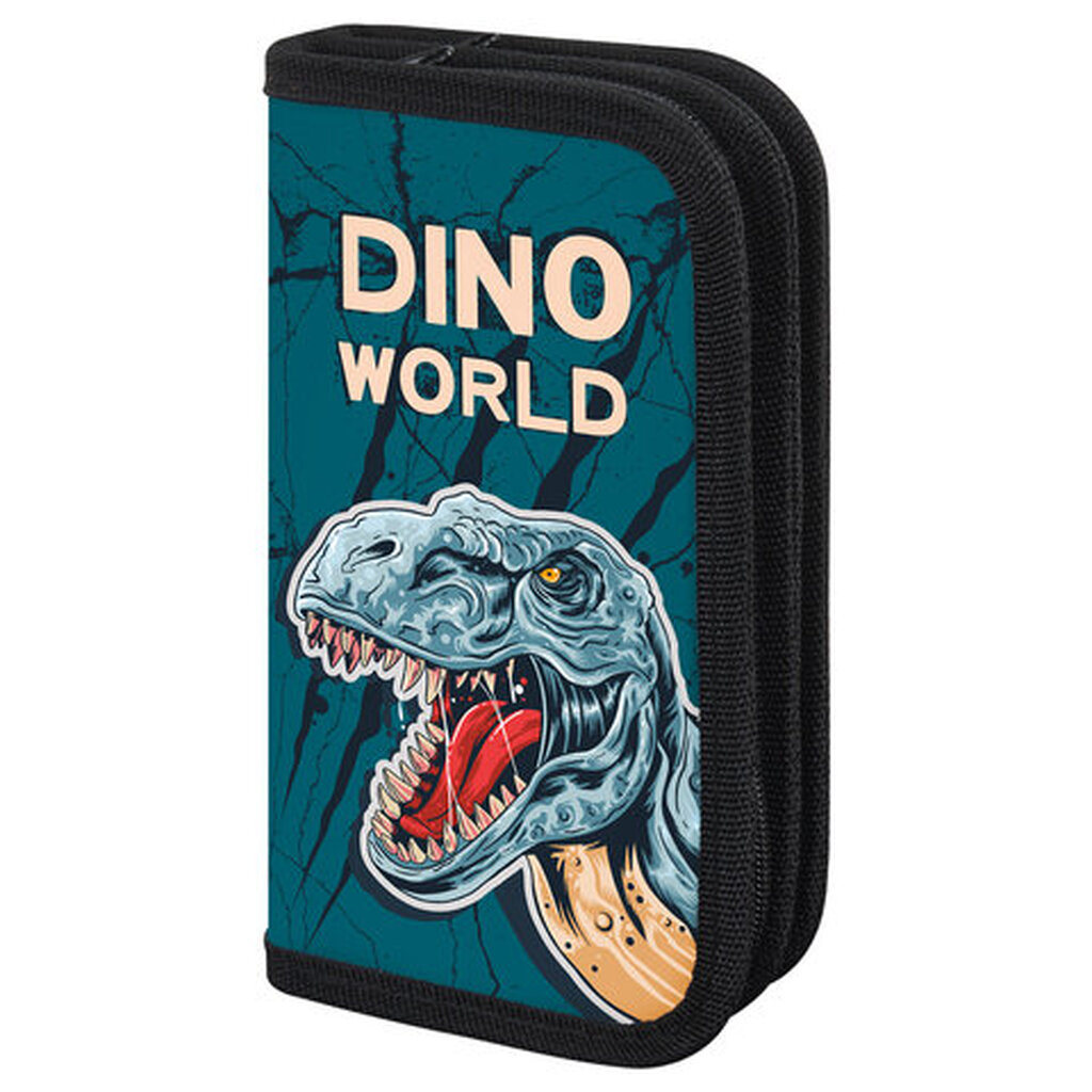 Пенал ПИФАГОР, 2 отделения, ламинированный картон, 19х11 см, Dino world, 272249