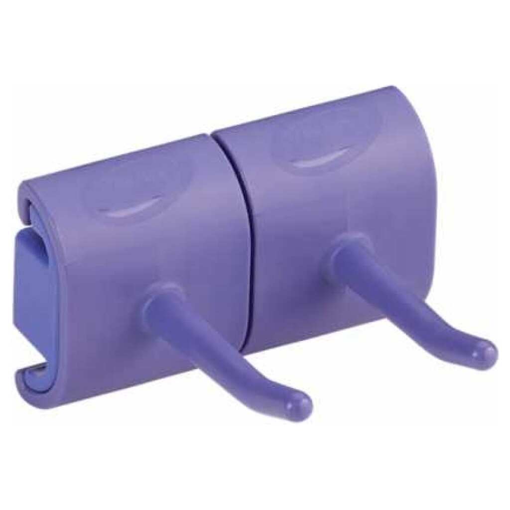 Гигиеничное настенное крепление и двойной крюк Vikan 83 мм, фиолетовый цвет 10148