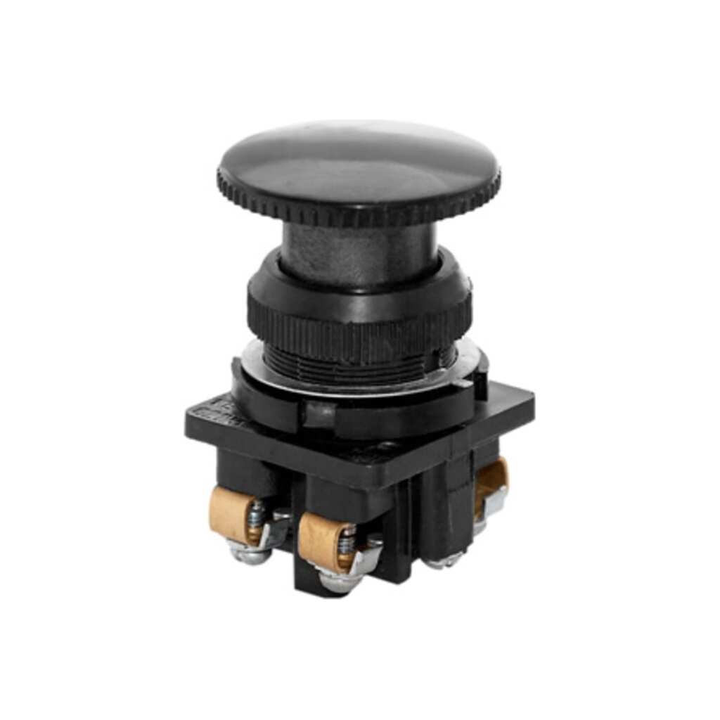 Кнопочный выключатель Электротехник Ке-021 у3 исп.2, черный, 1з и 1р, гриб без фиксации, ip40, 10а, 660в, ET506636