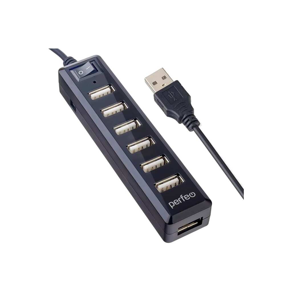 USB-хаб PERFEO USB-HUB 7 Port, (PF-H034 Black), черный 30015350